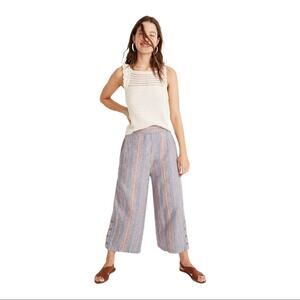 Madewell Side-Button Huston Pull-On Crop Pants in Rainbow Stripe